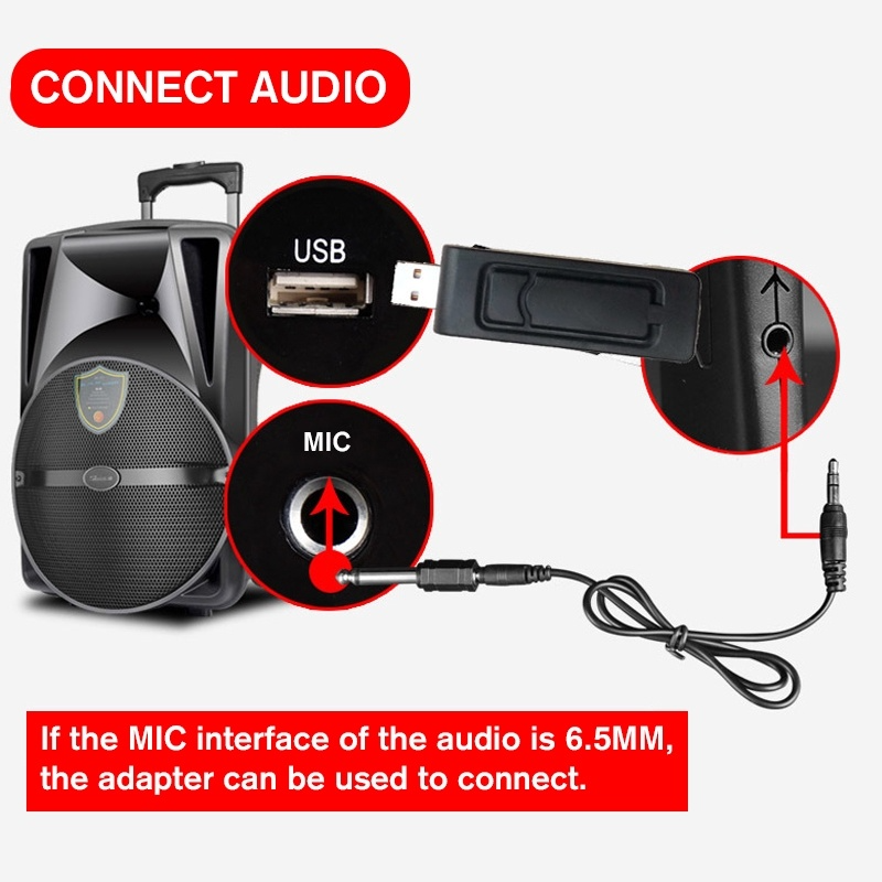 ภาพอธิบายเพิ่มเติมของ ไมโครโฟนไร้สายไมโครโฟนบลูทูธUHF USB 3.5 มม.6.35 มม.ไมโครโฟนไร้สาย Megaphone ไมค์ลอยพร้อมรับสัญญาณคาราโอเกะ Speech ลำโพง