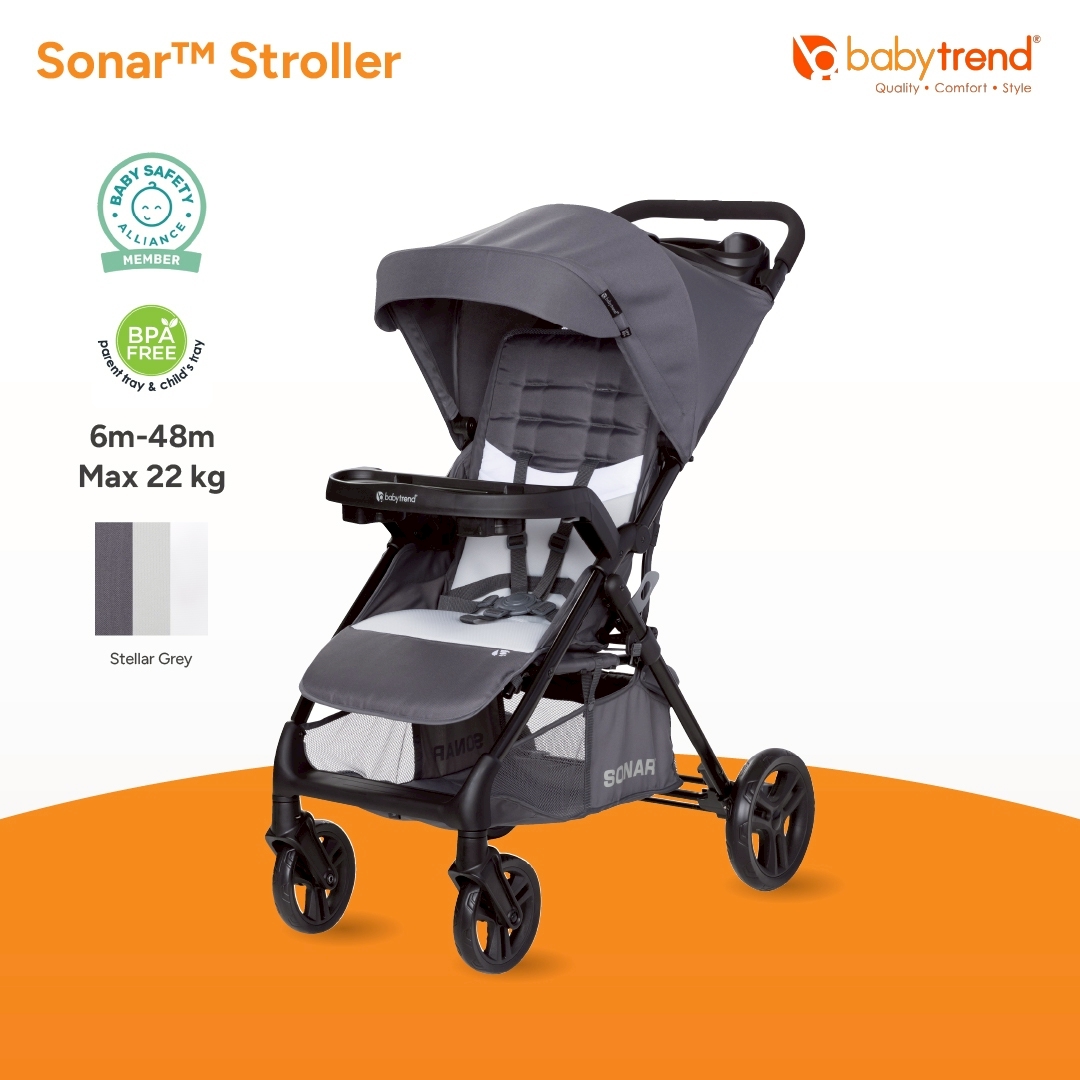 Baby Trend - Sonar Stroller, Baby Stroller, Soft Cushion, with Sunshade Upf 50+