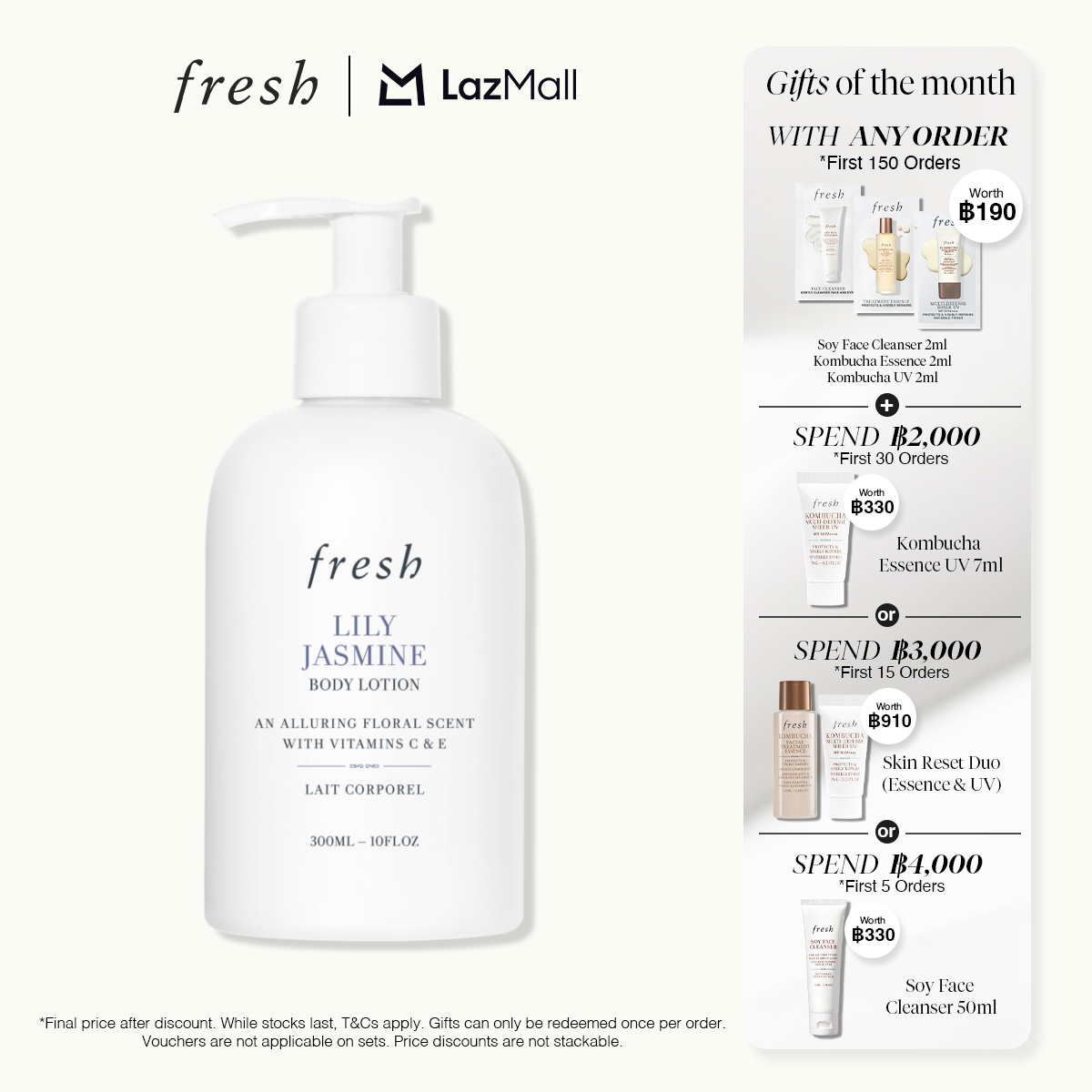 Fresh Lily Jasmine Body Lotion 300ml (Expiry 10/2026) ราคา 1,380 บาท*ส่งฟรี