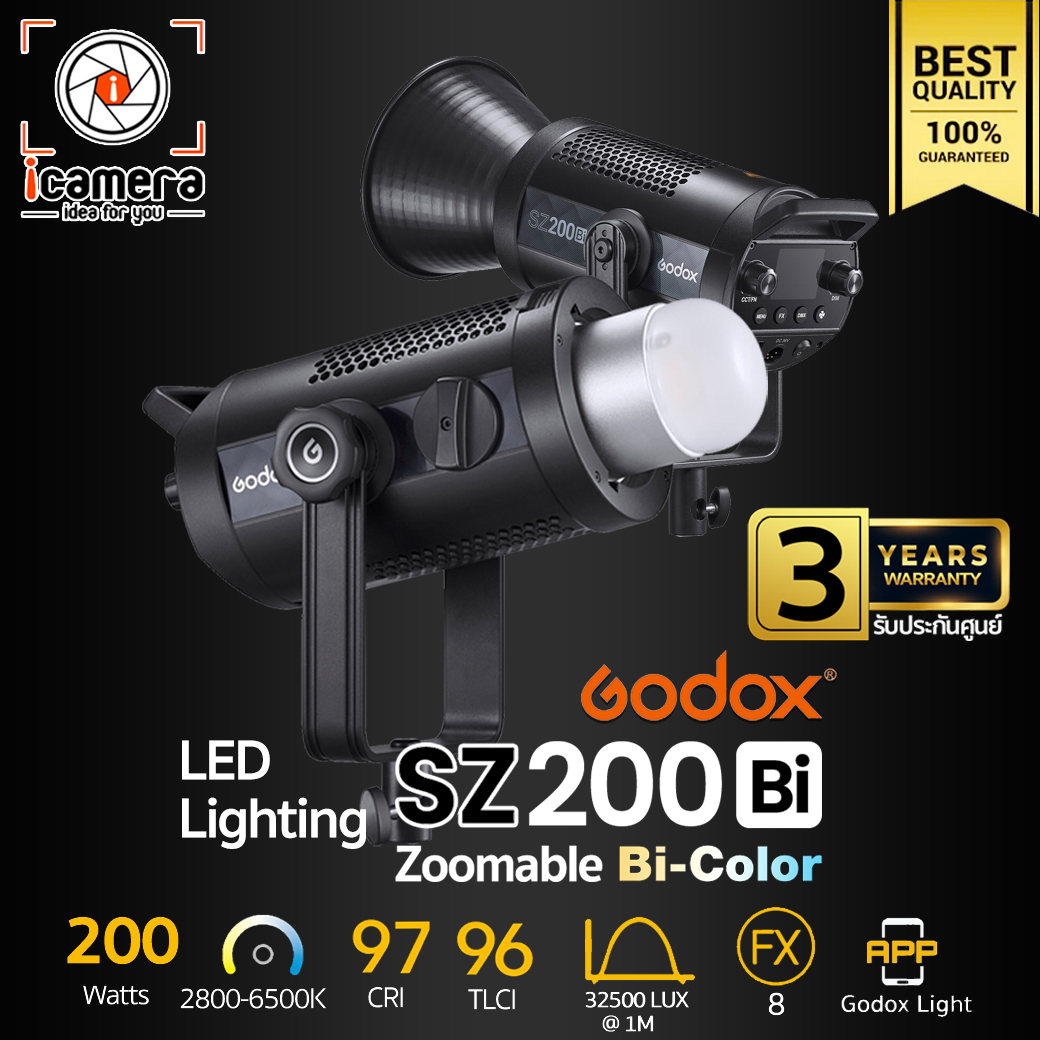 Godox LED SZ200Bi Zoomable 200W Bi-Color 2800K-6500K - Bowen Mount - รับประกันศูนย์ Godox Thailand 3ปี ราคา 13,590 บาท*ส่งฟรี