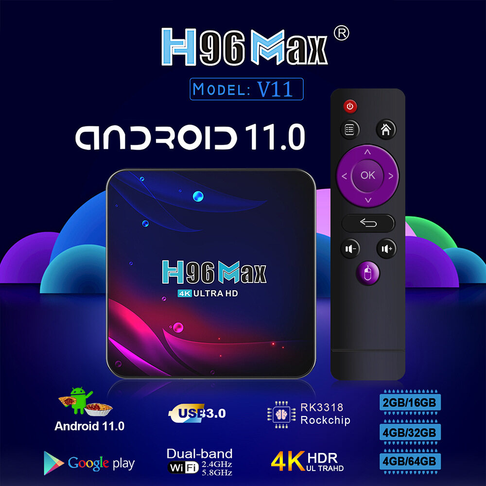 รายละเอียดเพิ่มเติมเกี่ยวกับ H96MAX V11 แรม 4GB / 64GB Android11 CPU RK3318 Wifi 5G Blth Lan100M Android box+ รีโมท Air Mouse+Voice Search