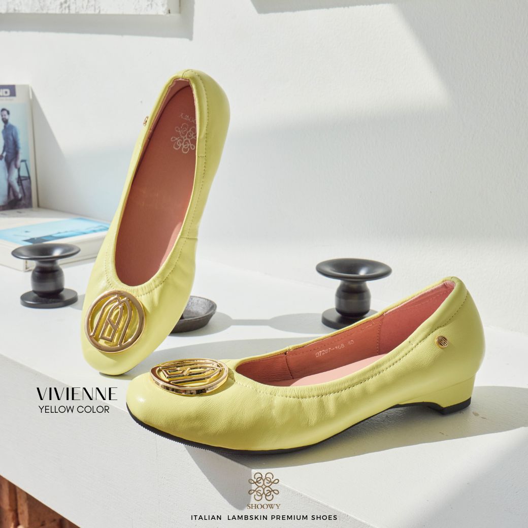 Shoowy Sheepskin Shoes, Model Vivienne Yellow Color (Yellow) ราคา 2,890 บาท*ส่งฟรี