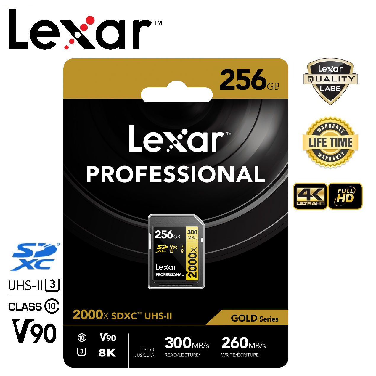 อุปกรณ์จัดเก็บข้อมูล Lexar 256GB SDXC Professional 2000x (300MB/s) ราคา 12,999 บาท*ส่งฟรี