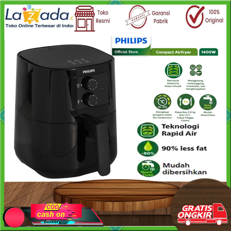 Philips Essential HD9200/90 Airfryer 4.1L 1400W Black