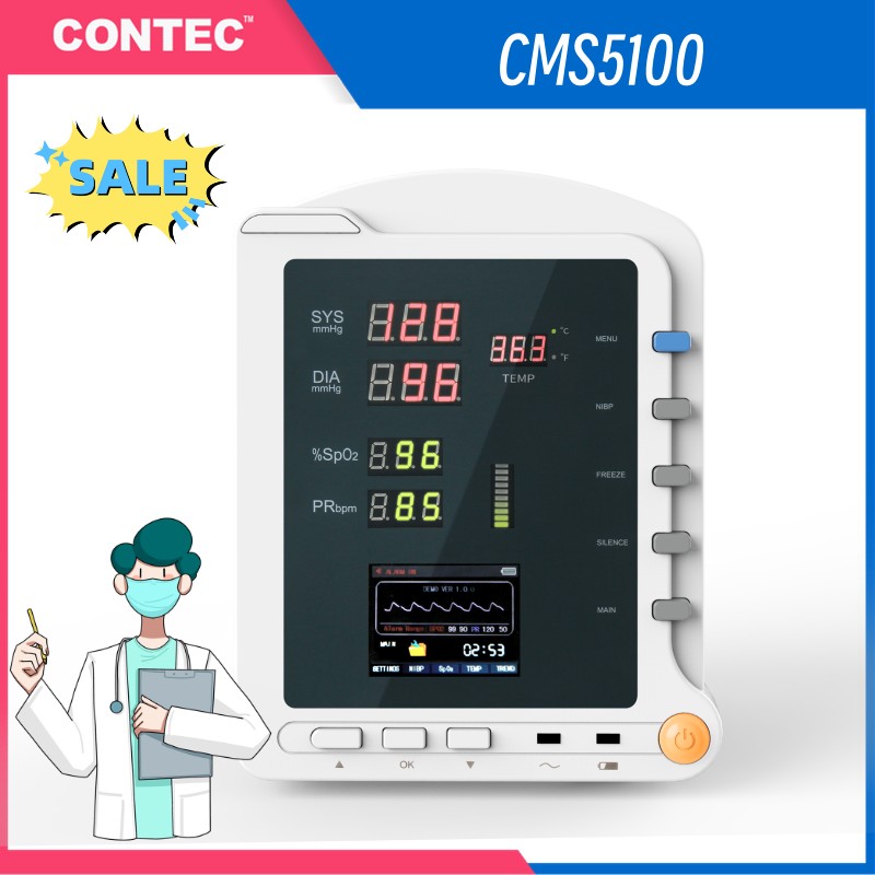 CONTEC CMS5100 Vital Signs Monitor CCU ICU Patient Monitor,NIBP / SPO2 /  PR/TEMP ) 2.8'' True Color TFT LCD
