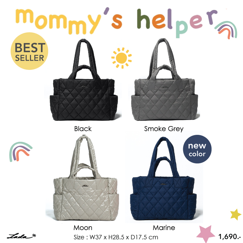 Lada กระเป๋าโท้ทคุณแม่ รุ่น Kylie ใบใหญ่ ช่องเยอะ เบามากนุ่มมาก มี4สีBlack/Smoke grey/Moon/Marine ใส่สัมภาระลูกน้อย ใส่ขวดนมของจำเป็น ราคา 1,690 บาท*ส่งฟรี