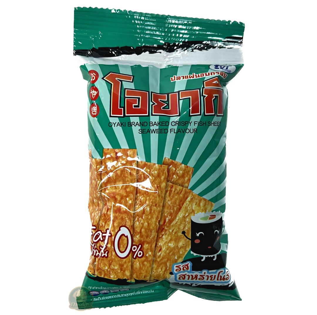 โอยากิ ปลาเเผ่นกรอบ ไขมัน 0% รสสาหร่ายโนริ ขนาด 5 กรัม บรรจุ 12 ซอง ราคา 62 บาท*ส่งฟรี