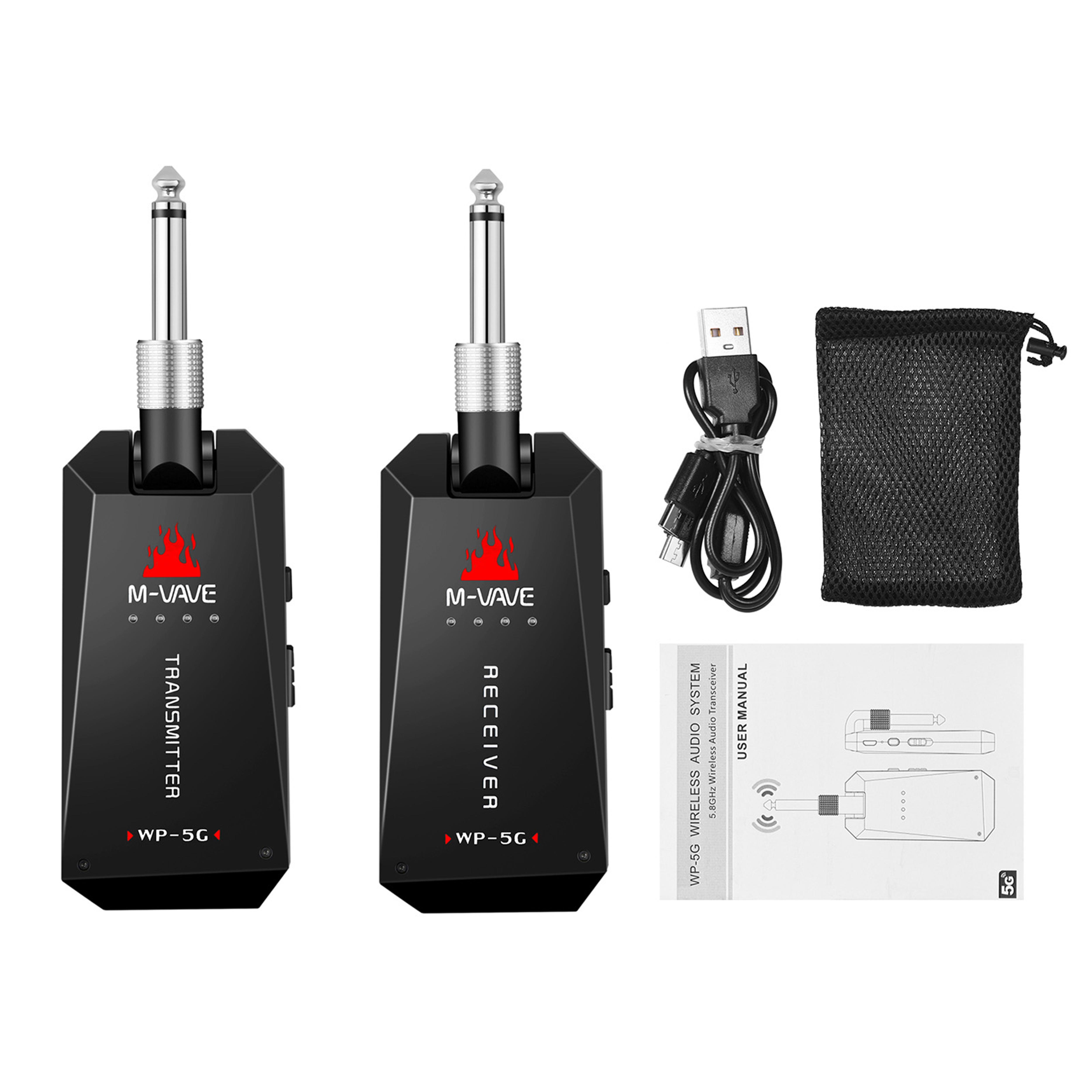 สาย ISM ตัวรับสัญญาณและตัวรับส่งสัญญาณเครื่องเสียงไร้สาย5.8ก. M-VAVE WP-5G กีตาร์ระบบอุปกรณ์เสริมเครื่องขยายเสียงสำหรับกีตาร์เบสไฟฟ้า ราคา 1,528 บาท*ส่งฟรี