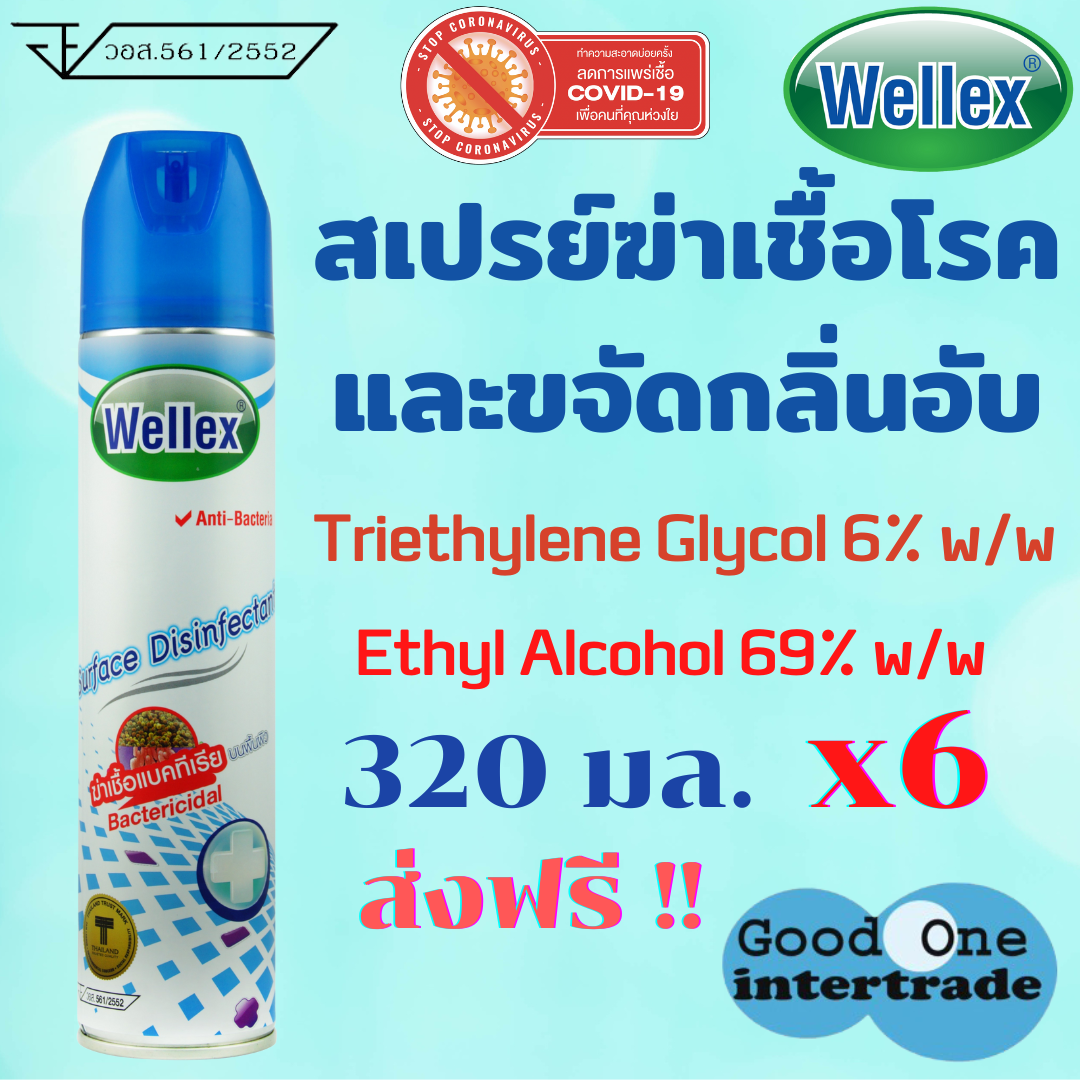 WELLEX เวลเล็กซ์ สเปรย์ฆ่าเชื้อแบคทีเรีย 320 มล. แพ็ค /6ชิ้น ราคา 480 บาท*ส่งฟรี