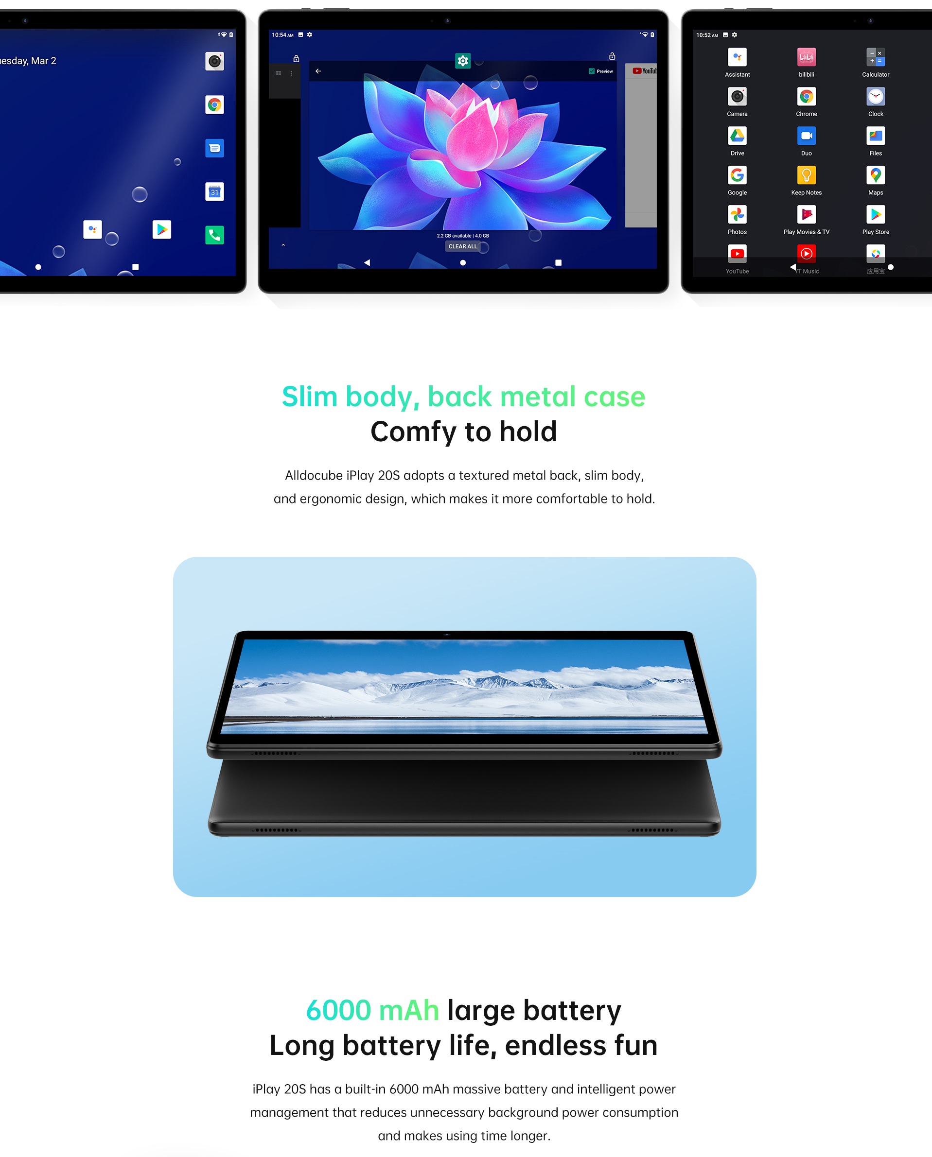 มุมมองเพิ่มเติมของสินค้า (NEW) พร้อมส่ง รุ่นใหม่ Alldocube Smile X จอ 10.1 นิ้ว ใส่ซิม โทรได้ รองรับ 4G LTE Octa Core RAM 4GB ROM 64GB Android11 GPS Wifi2.4/5GHZ  ออกบิลใบกำกับภาษีได้/ประกันศูนย์ไทย 1ปี