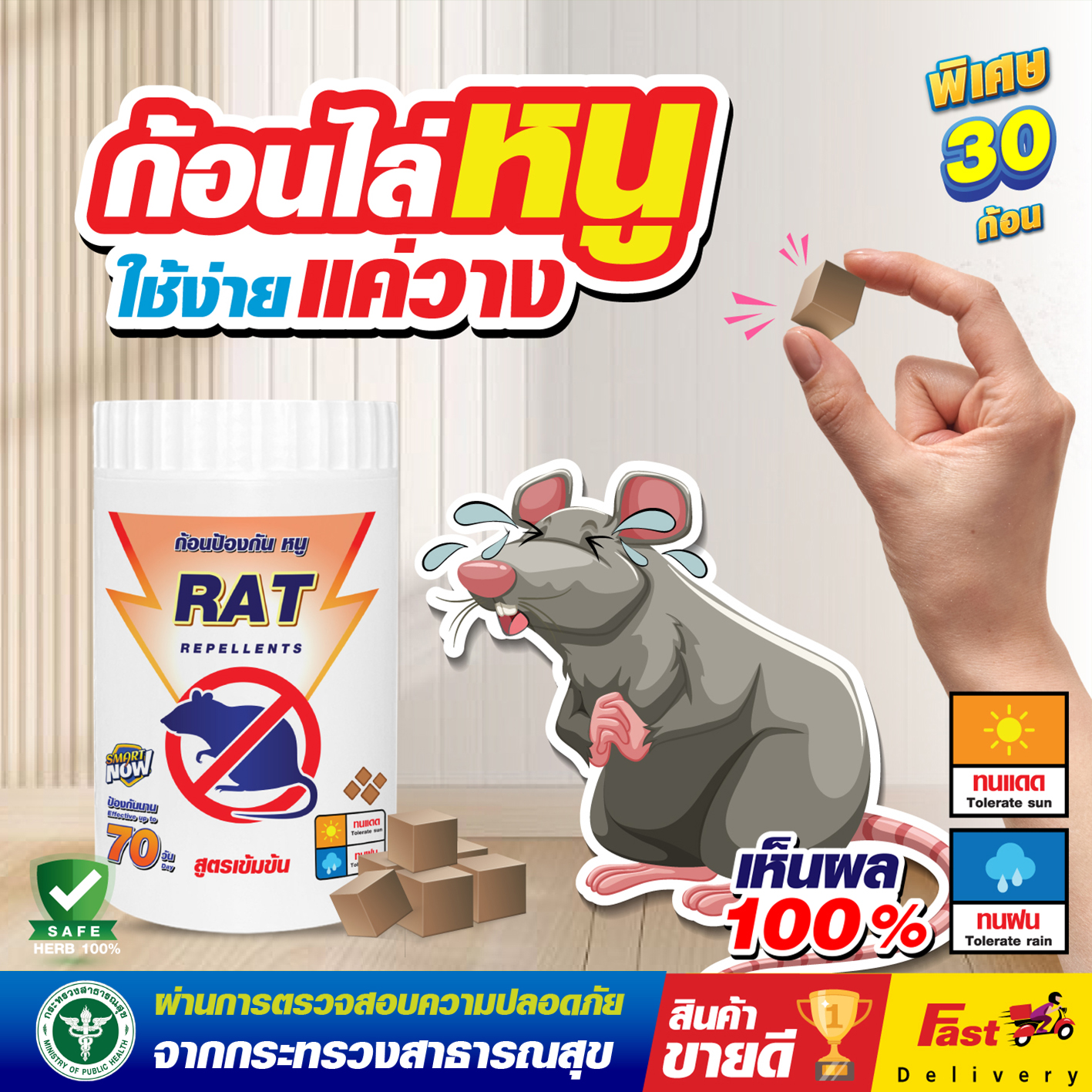 Repel Rats, Prevent Rats for up to 70 Days, Rat Repellent Cubes, Rat Repellent Device ราคา 108 บาท*ส่งฟรี