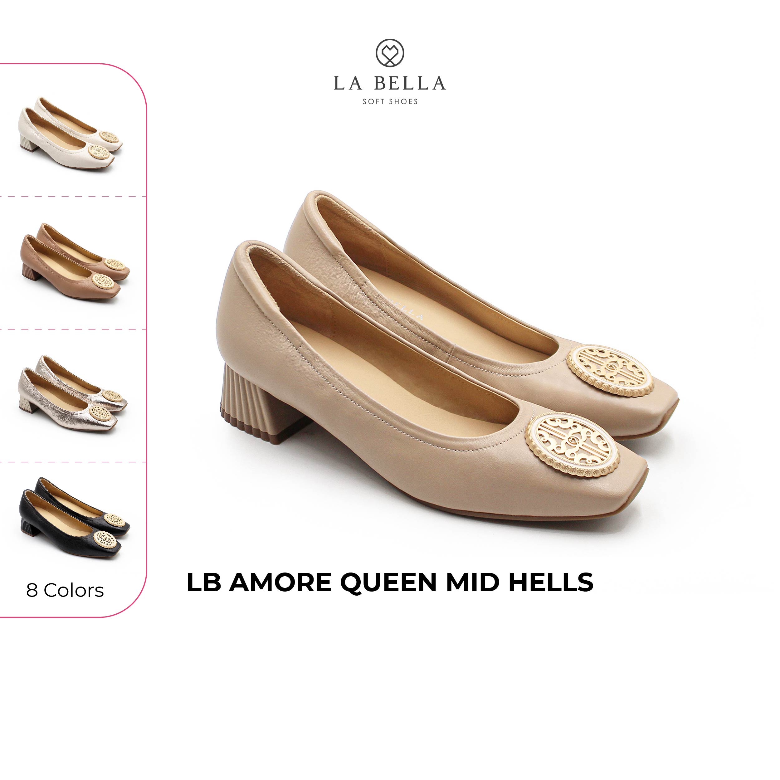 La Bella Sheepskin High Heel Shoes, Model lb Amore Queen Mid Heels 9 Color ราคา 3,331 บาท*ส่งฟรี