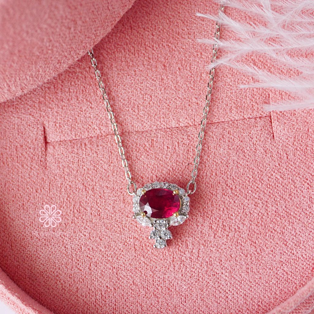 Natural Ruby Necklace Silver 925, Gift for her , Birthday Gift , Birthstone ราคา 2,500 บาท*ส่งฟรี