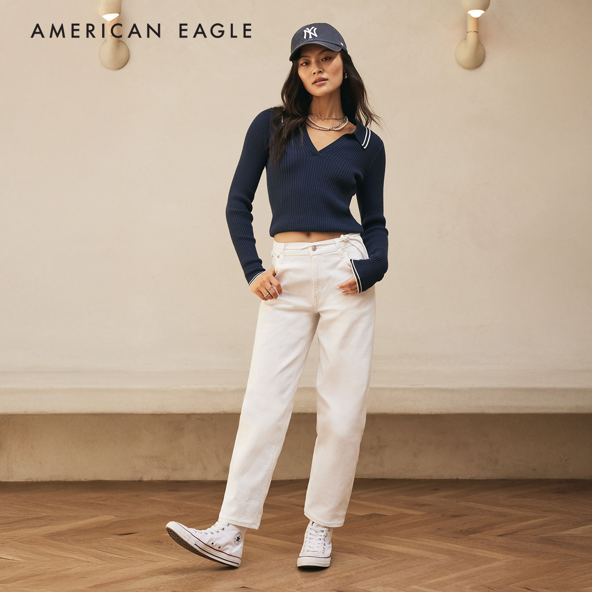 American Eagle Stretch Barrel Jean กางเกง ยีนส์ ผู้หญิง บาร์เรล (WOT 043-5546-134) ราคา 2,390 บาท*ส่งฟรี