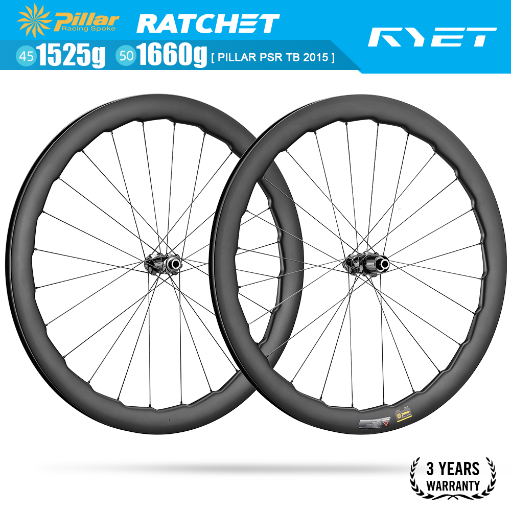 Ryet 700C Carbon Wheelset for Road Bikes, 45/50 mm Rims, Tubeless, Disc Brakes, Ultra-Lightweight Carbon Fiber. 36t Ring Gear Hub, Pillar 2015 Spokes. ราคา 16,550 บาท*ส่งฟรี