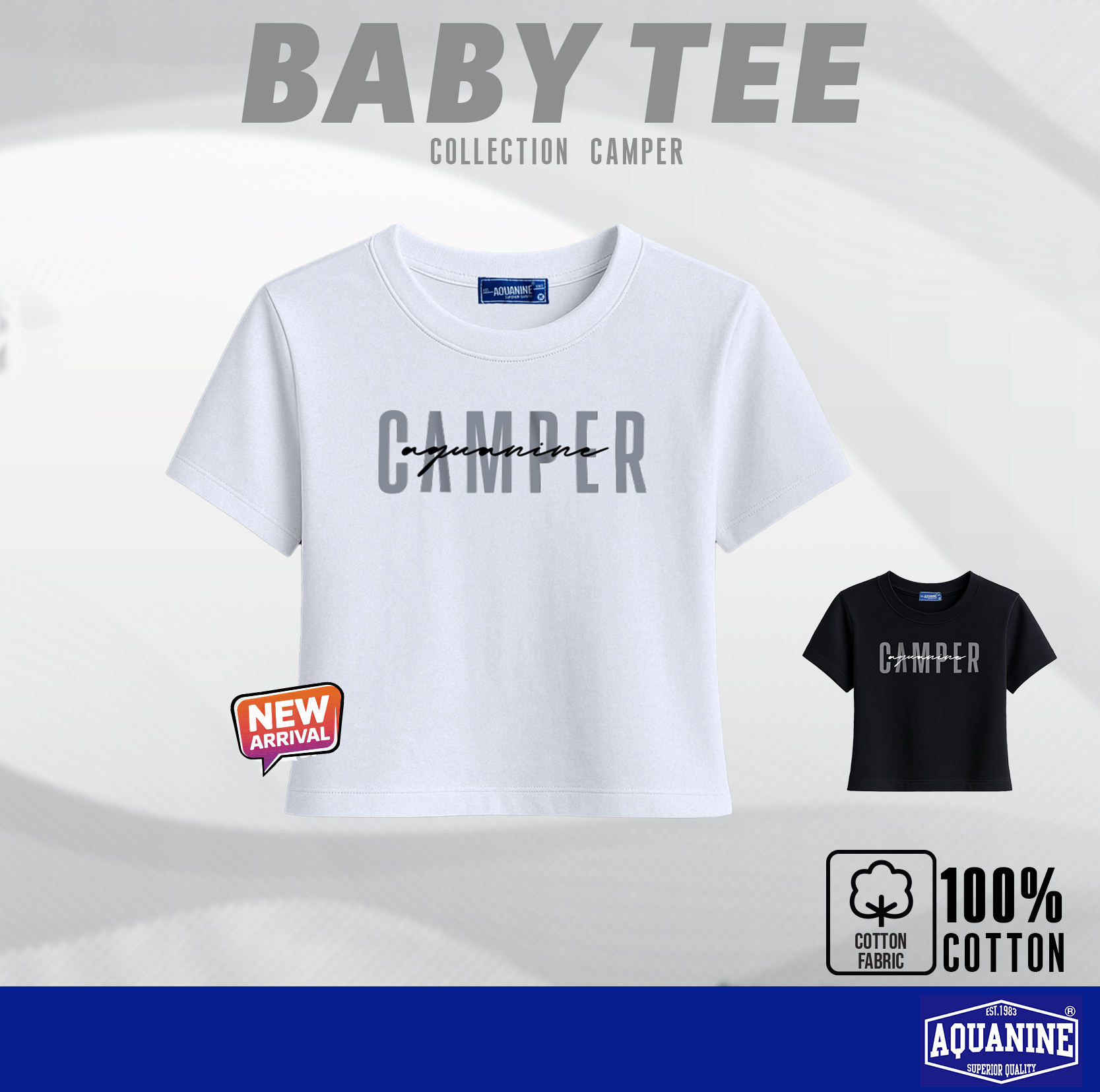 AQUANINE เสื้อ BABY TEE เสื้อยืดผู้หญิง เบบี้ที รุ่น Camper เสื้อยืดคอกลม มินิมอล ลิขสิทธิ์แท้ ราคา 194 บาท*ส่งฟรี