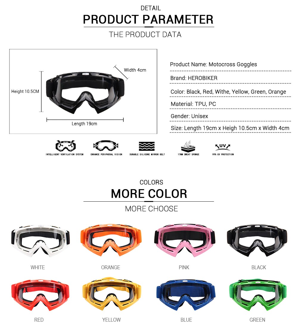 คำอธิบายเพิ่มเติมเกี่ยวกับ แว่นกันลม แว่นกันแดด แว่นกันลมมอไซค์ Motocross Goggles Glasses MX Off Road Masque Helmets Goggles Ski Sport Gafas for Motorcycle Dirt