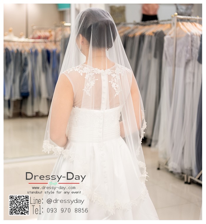 เวลเจ้าสาว พร้อมส่ง ผ้าคลุมหน้าเจ้าสาว สีแดง เชิงลูกไม้ สวย หวาน หรู VD008 ขาว ราคา  850 บาท*ส่งฟรี