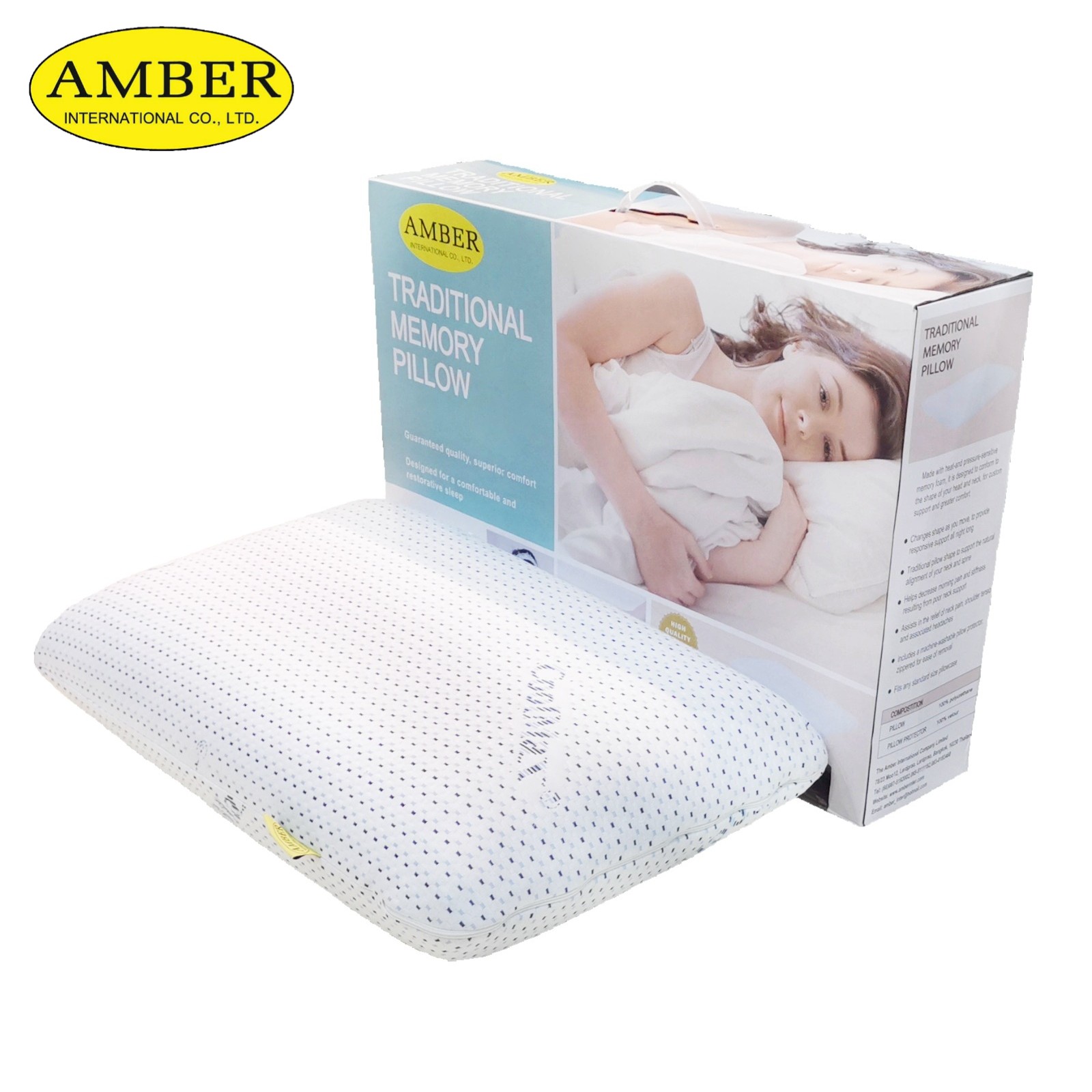 Amber หมอนเมมโมรี่โฟม รุ่น เทรดดิชั่นแนล ช่วยประคองต้นคอ Amber Traditional Memory Foam Pillow ราคา 1,850 บาท*ส่งฟรี