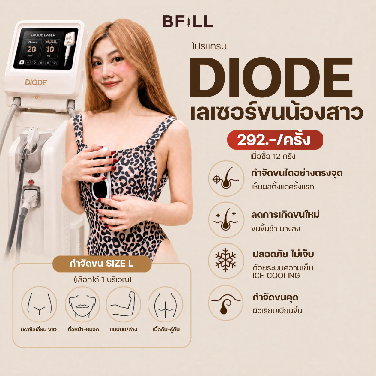 [E-Voucher] Meko Bfill Clinic Hair Removal Program Size L Digital Voucher Meko Bfill Clinic Hair Removal Size L ราคา 1,399 บาท*ส่งฟรี