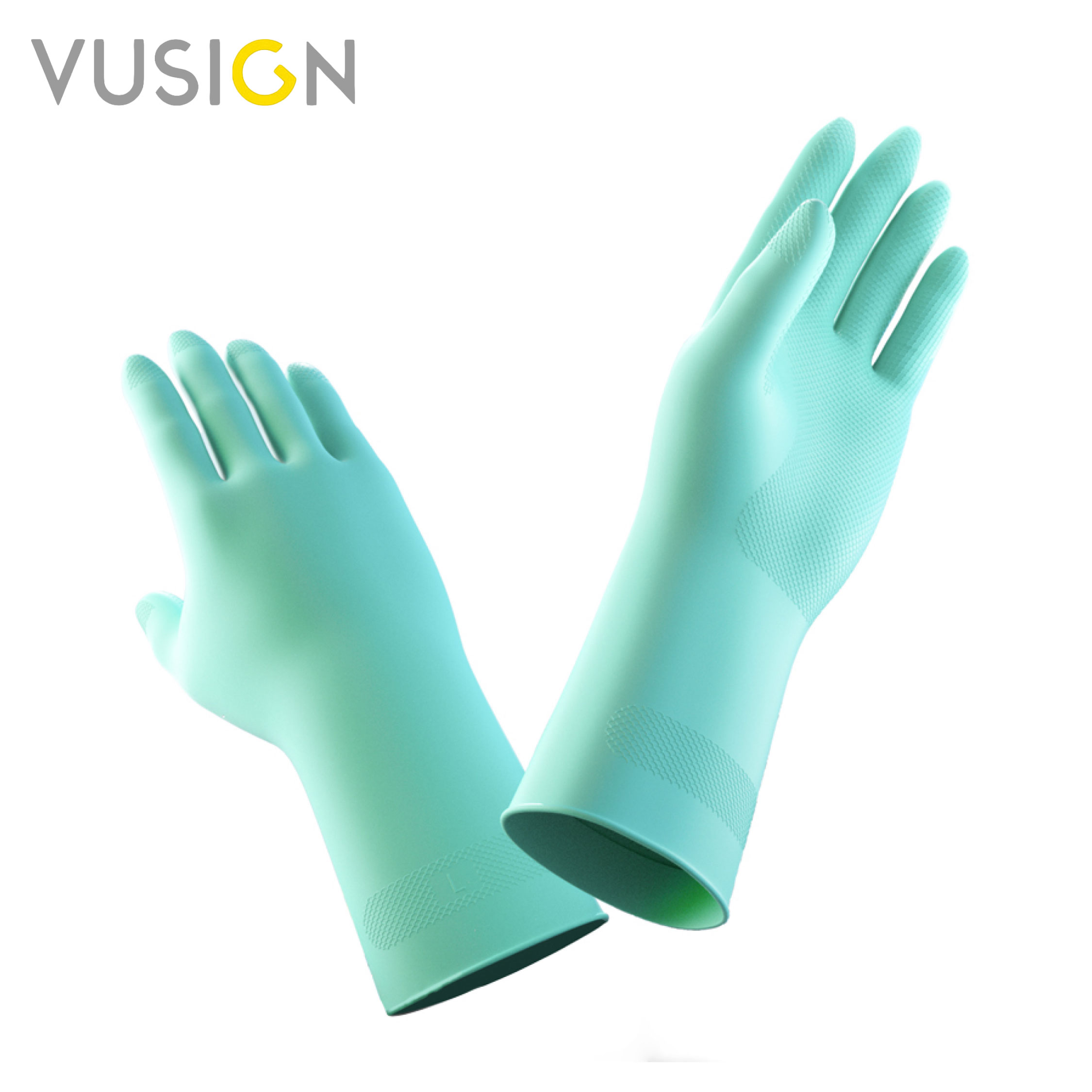 Vusign ถุงมือล้างจาน ถุงมือยางทำความสะอาด ถุงมือยางทำงานบ้านอเนกประสงค์ ป้องกันผิวหนัง ไม่ลื่น สัมผัสหน้าจอได้ Gloves ราคา 37 บาท*ส่งฟรี