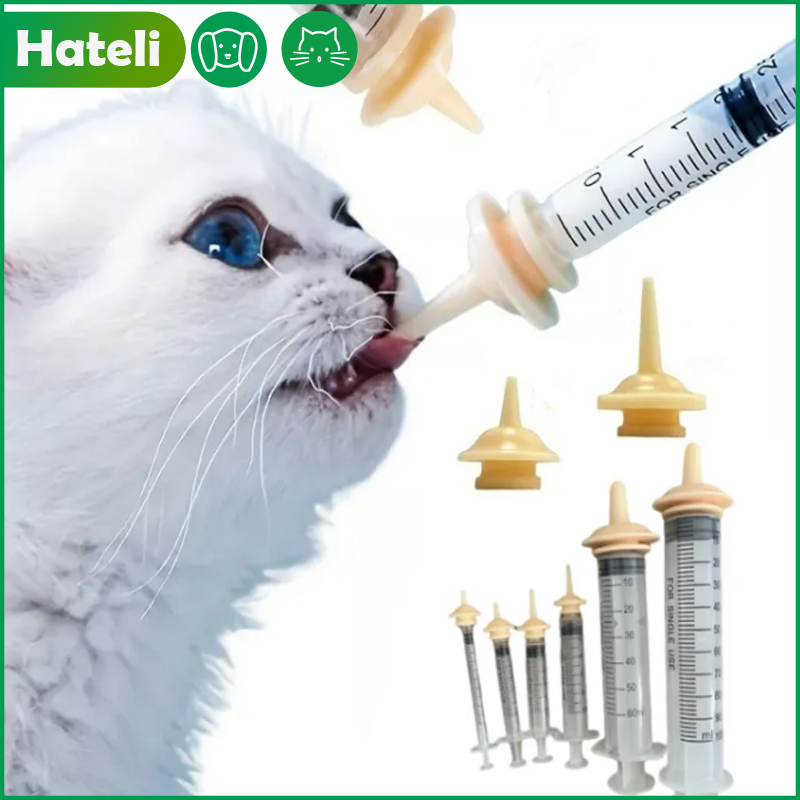 Hateli Newborn Pet Milk Feeder (Syringe+Nipple) Animal Milk Feeder, Squirrel Nipple, Soft Silicone, Cat Milk Feeder, Newborn, Food Grade Silicone Nipple, Cats and Dogs, Hamsters, Chinchillas, Soft. ราคา 36 บาท*ส่งฟรี