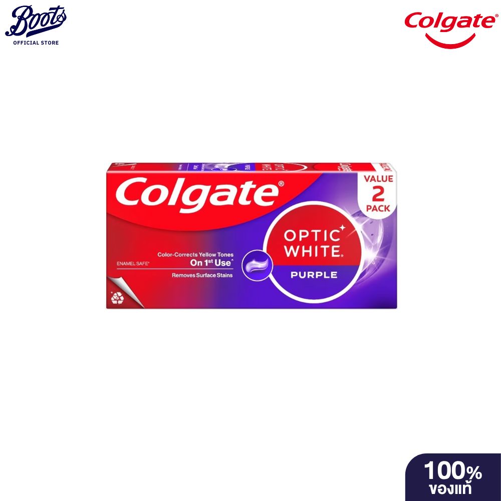 Colgate Toothpaste Optic White Purple 100 G.Twin Pack