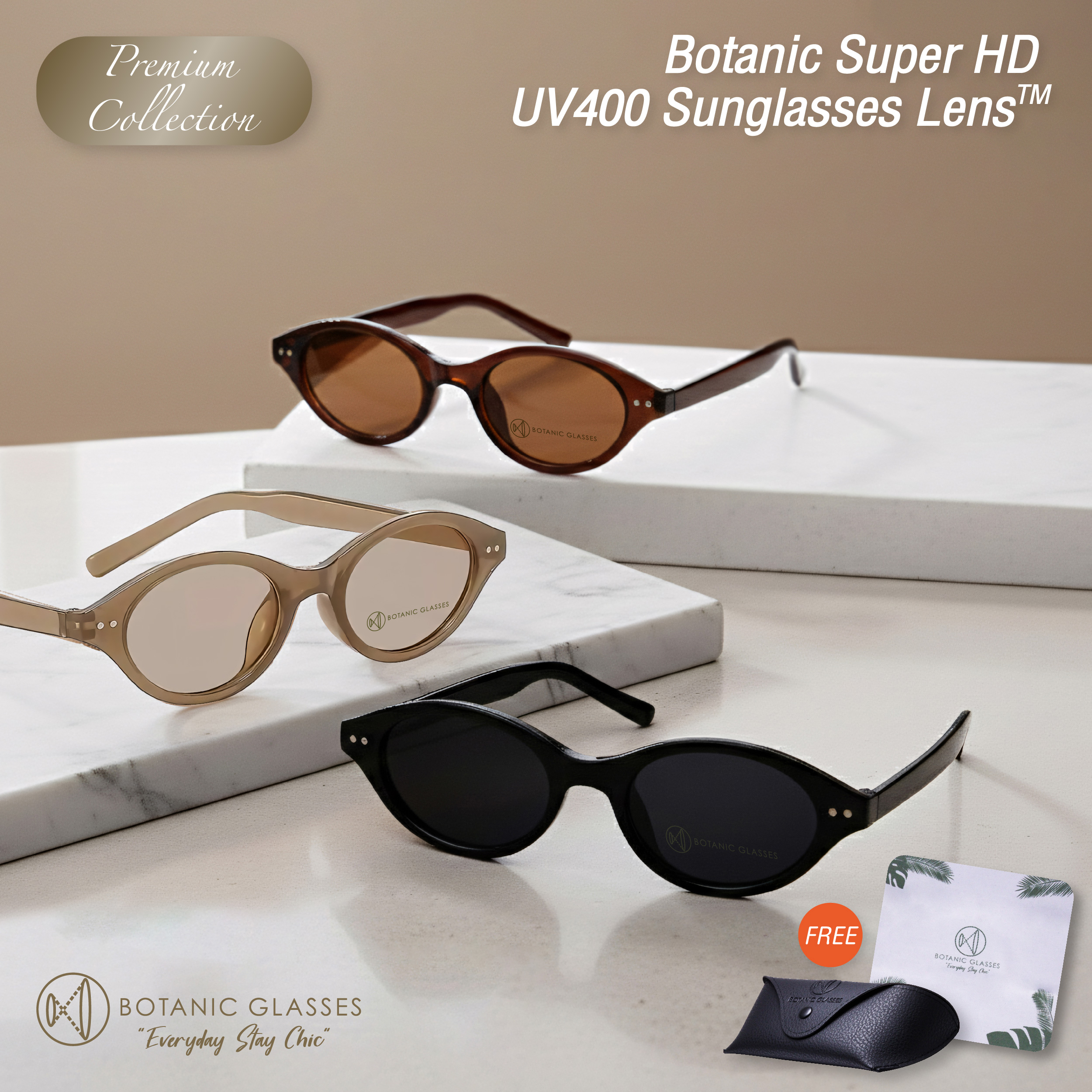Botanic Glasses Sunglasses, Uv400 Protection, Premium Collection, Available in 3 Colors. ราคา 250 บาท*ส่งฟรี