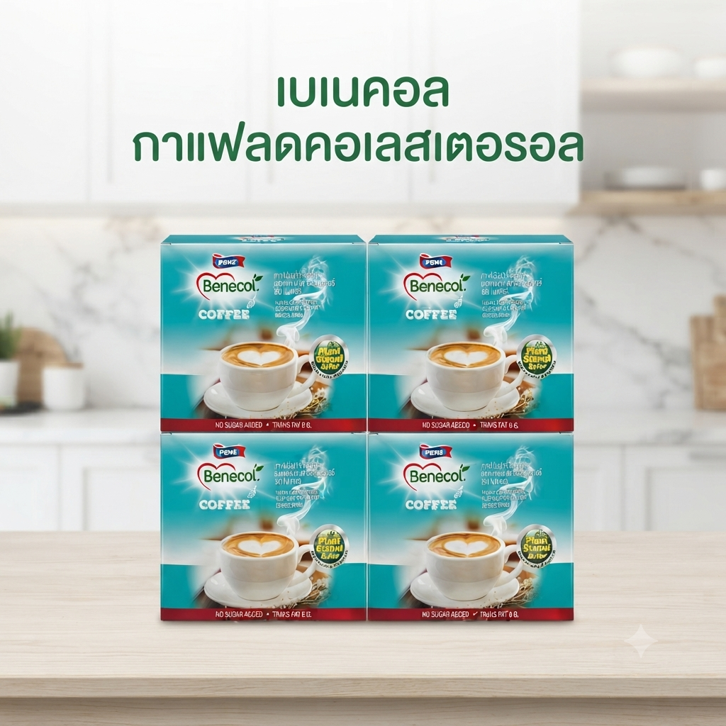 Ready-Made Coffee Mixed with Plant Stanol Ester, Benecol Brand, Fragrant Robusta Coffee. Benecol Coffee Plant Stanol ราคา 399 บาท*ส่งฟรี