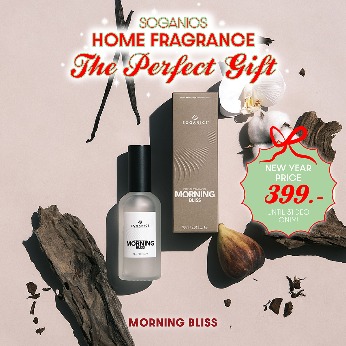 SOGANICS Home Fragrance Morning Bliss (Room Spray) สเปรย์หอมปรับอากาศ โซแกนิคส์ มอร์นิง บลิส (รูมสเปรย์) 90ml ราคา 399 บาท*ส่งฟรี