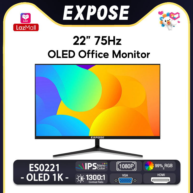 Expose Monitor 22 Inch 75Hz Es0221 Full Screen Without Borders Office Display 22Inch Ips 1Ms Led Full Hd 1920X1080 Hdmi/Vga 1 Year Warranty ราคา 1,499 บาท*ส่งฟรี
