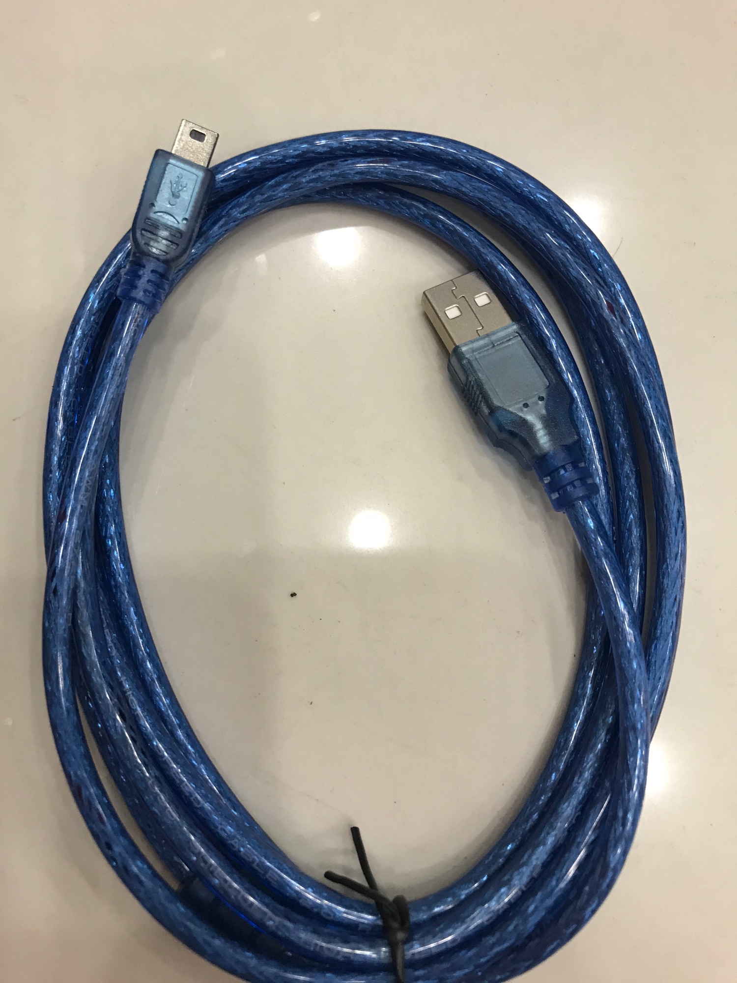 สาย USB 2.0 to mini USB 5 Pin สำหรับชาร์จและซิงค์ สายยาว 1.8/3/5เมตร (สีฟ้า)