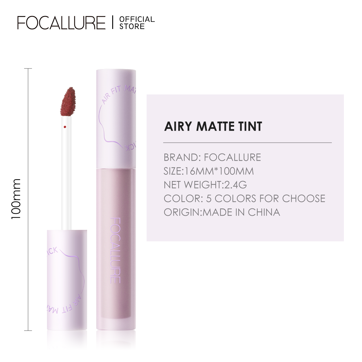 ข้อมูลเพิ่มเติมของ FOCALLURE SwitchMode Airy Matte Tint Long-Lasting Transfer-Proof Lip Tint