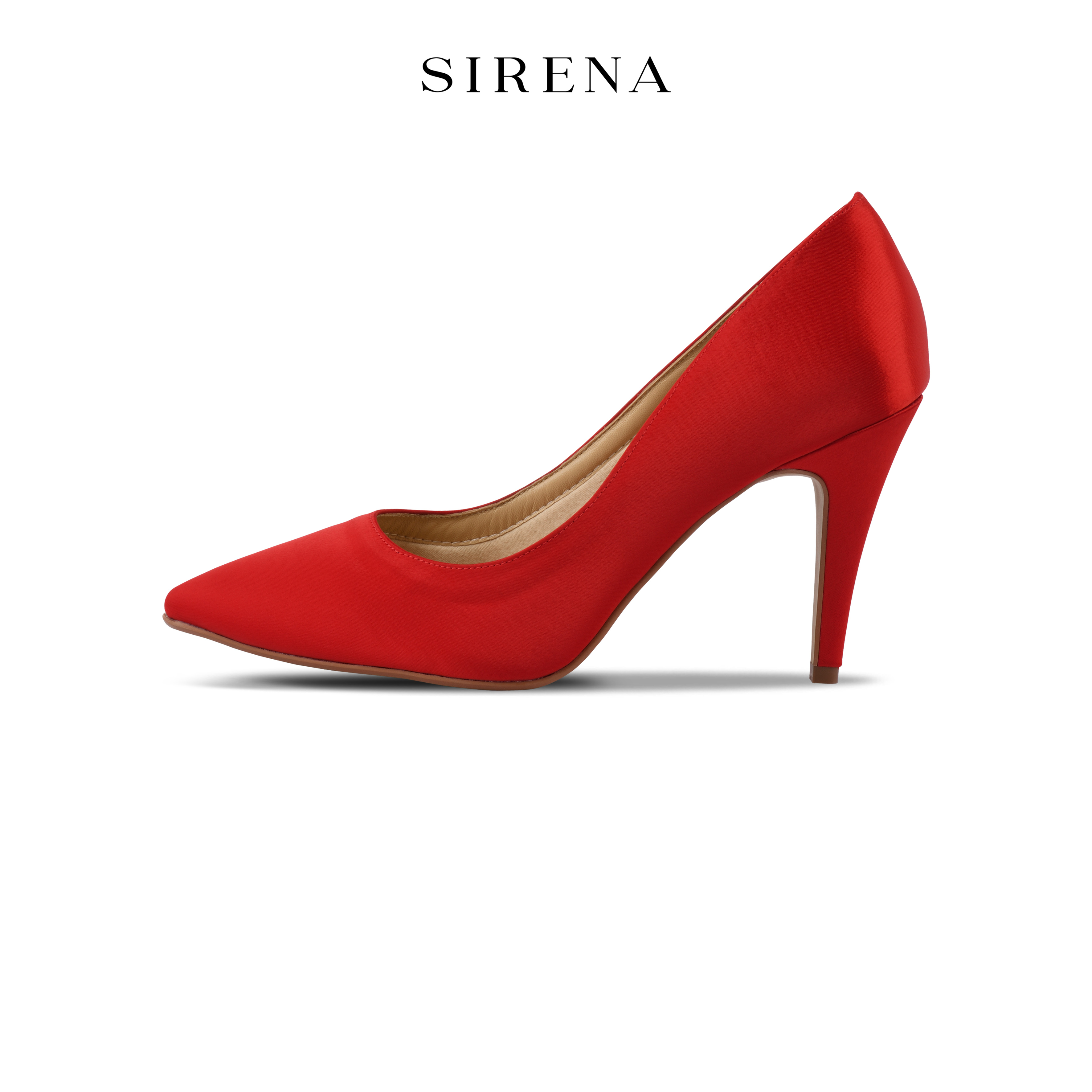 SIRENA Wedding Shoes Cerise 3.5 Inch Heels Satin Stiletto Pumps in Red ราคา 3,950 บาท*ส่งฟรี