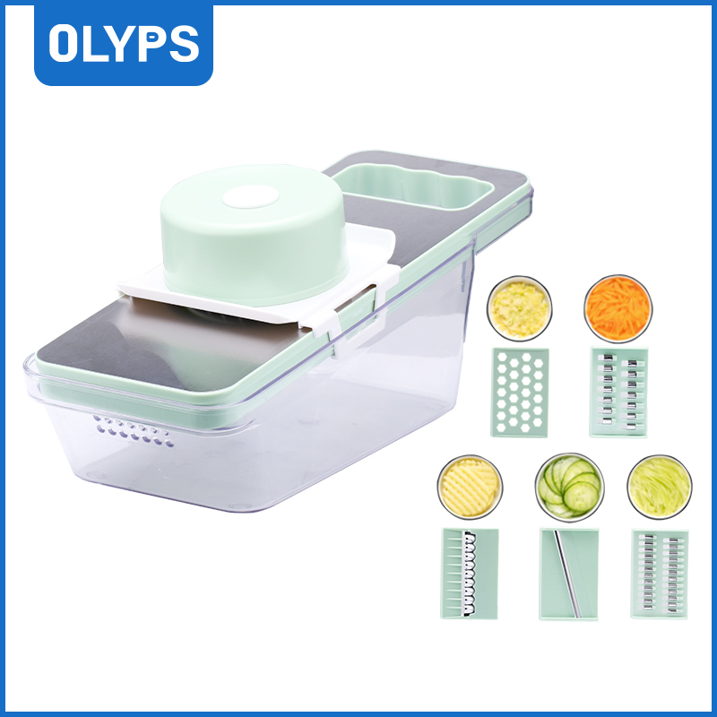 OLYPS ใหม่5 In 1 Multi-Functionalที่หั่นผักผลไม้เครื่องตัดสลัดเครื่องผลิตมันฝรั่งMasher Mandolineที่ตัดปอกสไลซ์ที่ขูดแครอทเครื่องขูด ราคา 252 บาท*ส่งฟรี