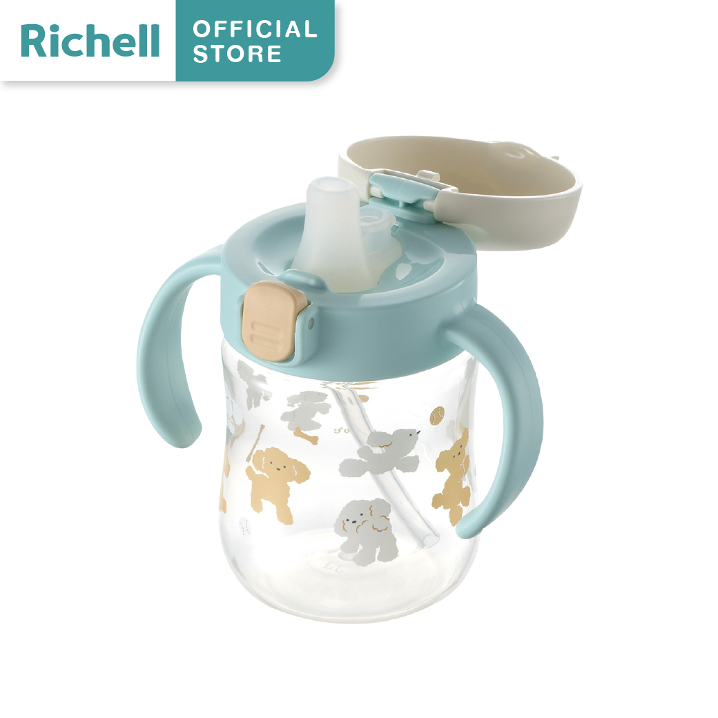 Richell(ริเชล)TLI Mugs!! แก้วน้ำหัดดูดหลอด Spout Cup Step 1 นอนดูดได้ หลอดสุญญากาศกันสำลัก เหมาะสำหรับน้อง 5 เดือนขึ้นไป ราคา 650 บาท*ส่งฟรี