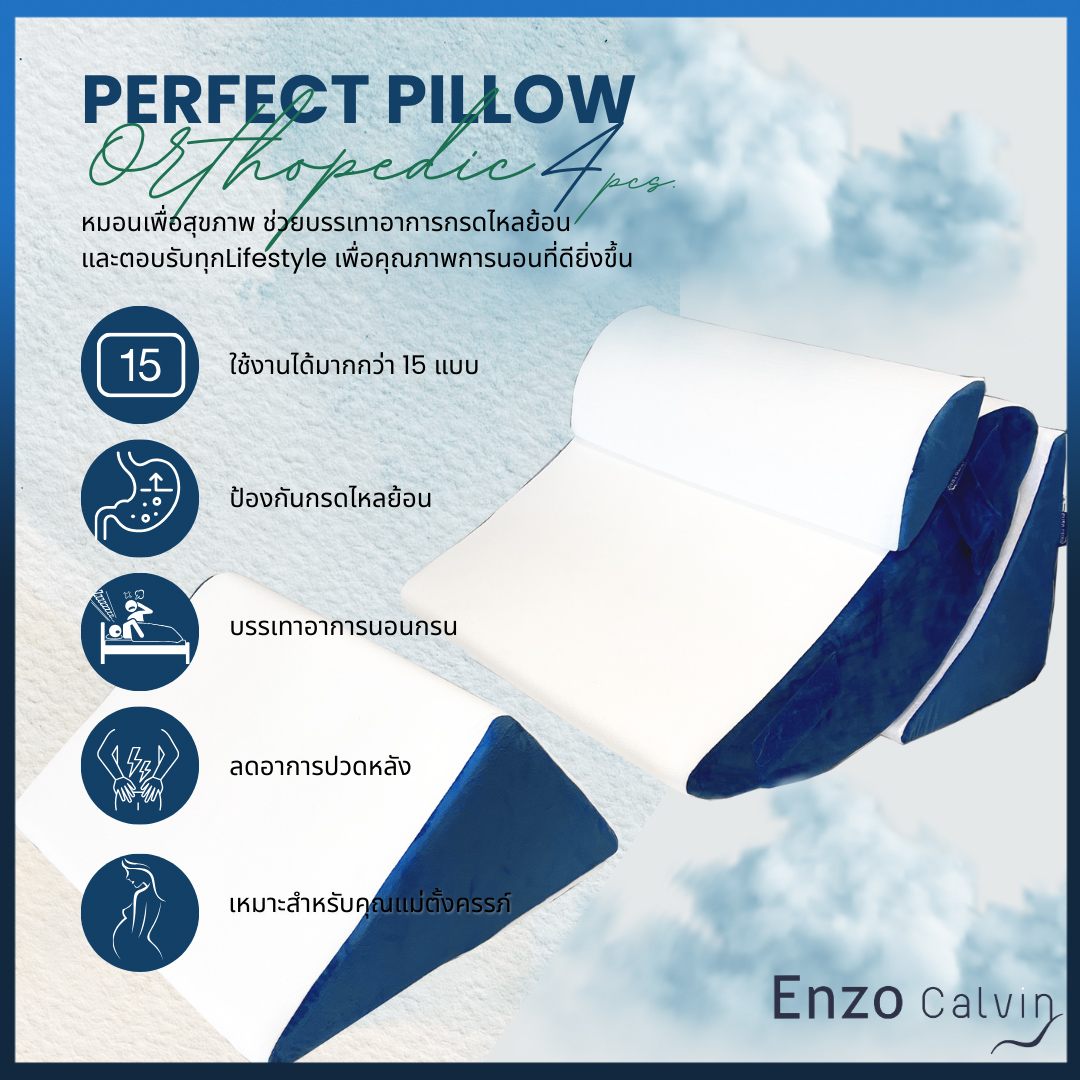 หมอนอเนกประสงค์ กันกรดไหลย้อน เล่นเกมส์ ดูซีรี่ 4ชิ้น Perfect Pillow Enzo Calvin ราคา 3,890 บาท*ส่งฟรี