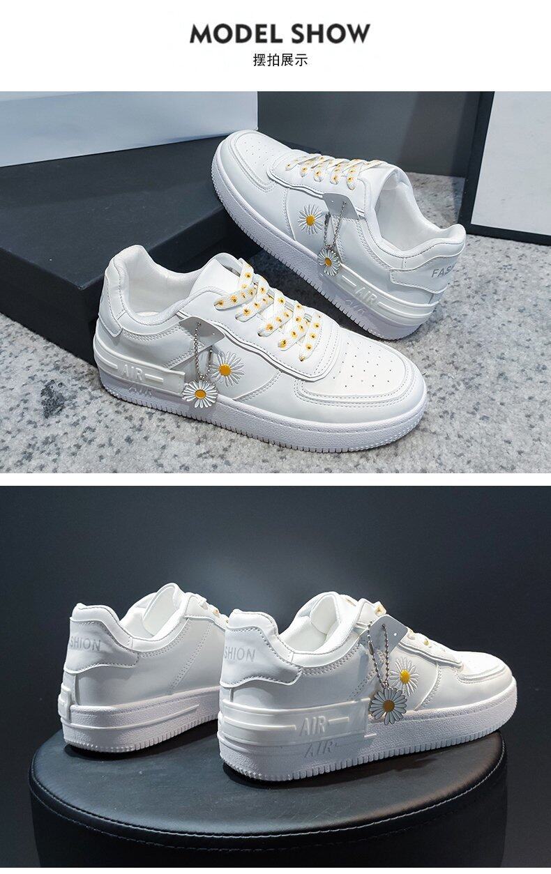 Pioneer Store 2022 mới giày thể thao daisy nhỏ thoáng khí của phụ nữ Hồng Kông phong cách macaron giản dị giày trắng 15