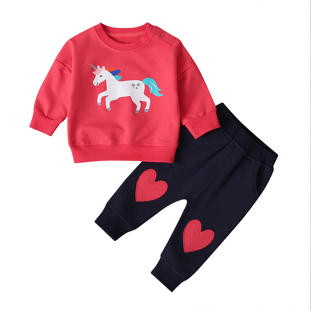 baby girl cartoon clothes unicorn long sleeve Sweater+pants newborn 2 pieces clothing set cute new born outfit 2019 0-24 month