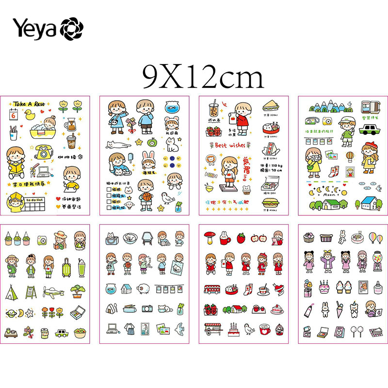 YEYA เทปน่ารักทำรายงานด้วยมือโทรศัพท์มือถือสติ๊กเกอร์ตกแต่งสติกเกอร์ Emoji Emoji สติกเกอร์ทำรายงานด้วยมือไดอารี่ DIY