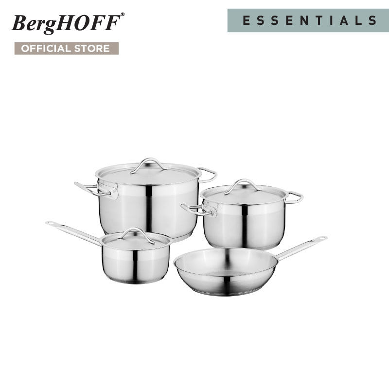 BergHOFF ชุดหม้อสแตนเลสสตีล 7 ชิ้น รุ่น Essential-Hotel กระจายความร้อนดี สีเงิน 1101887 ราคา 6,995 บาท*ส่งฟรี