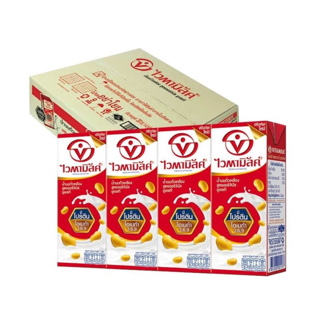 ไวตามิ้ลค์ น้ำนมถั่วเหลือง สูตรออริจินัล ยูเอชที 200 มล. แพ็ค 48 กล่อง ราคา 475 บาท*ส่งฟรี