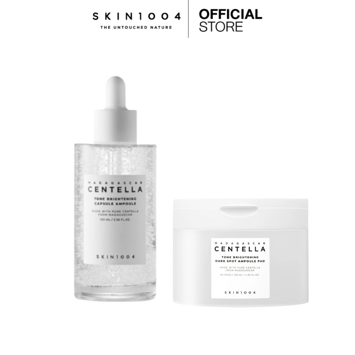 [Set of Two] Skin1004 Madagascar Centella Tone Brightening Capsule Ampoule 100ml. +Skin1004 Madagascar Centella Tone Brightening Dark Spot Ampoule Pad (60 Pads) ราคา 1,269 บาท*ส่งฟรี