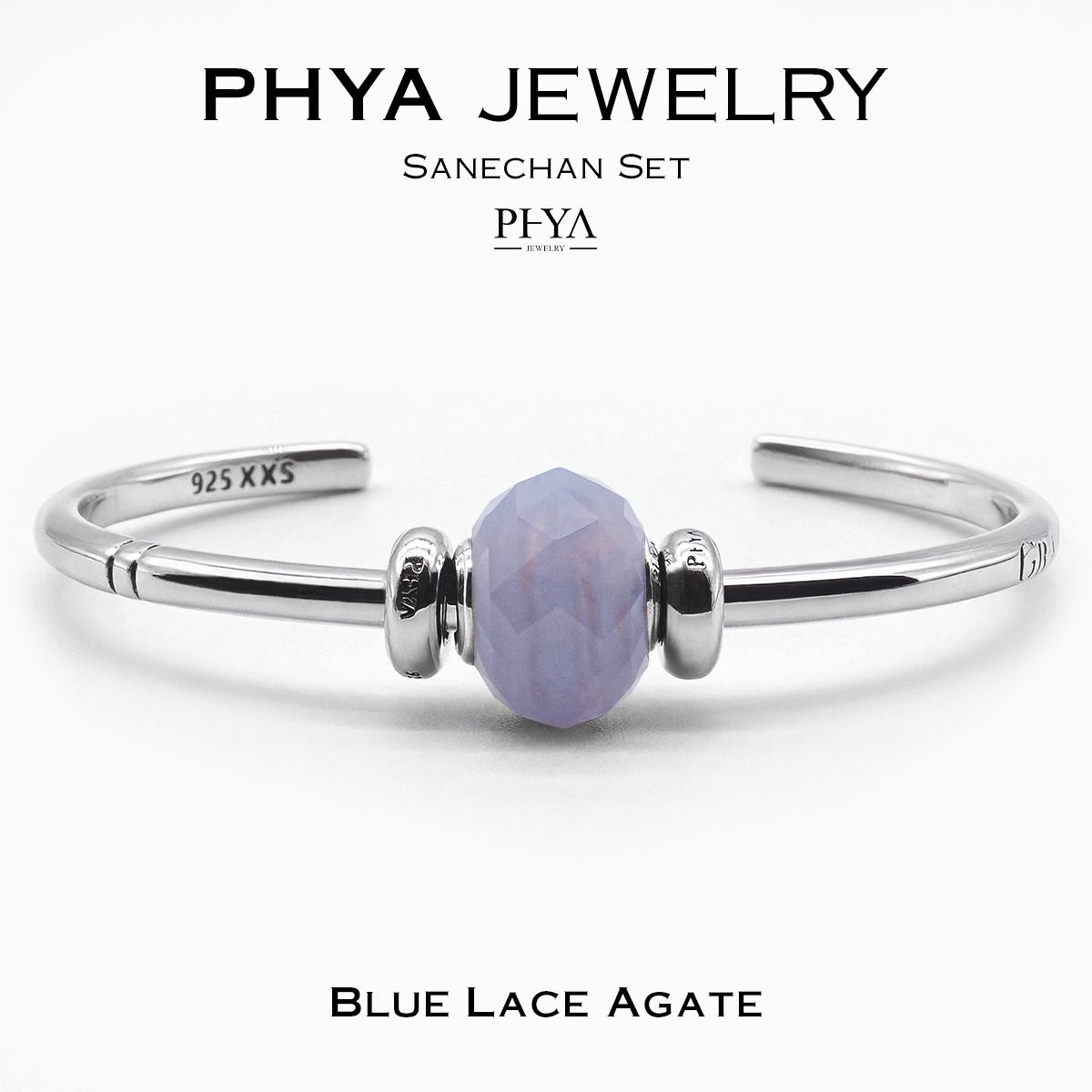 PHYA Sanechan Blue Lace Agate Set : กำไลเซ็ตเสน่ห์จันทน์หินบลู เลซ อาเกต ราคา 7,800 บาท*ส่งฟรี