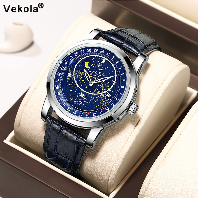 VEKOLA ยิปโซฟิล่า แฟชั่นนาฬิกาจักรกลอัตโนมัตินาฬิกาผู้ชายเรืองแสงกันน้ำ