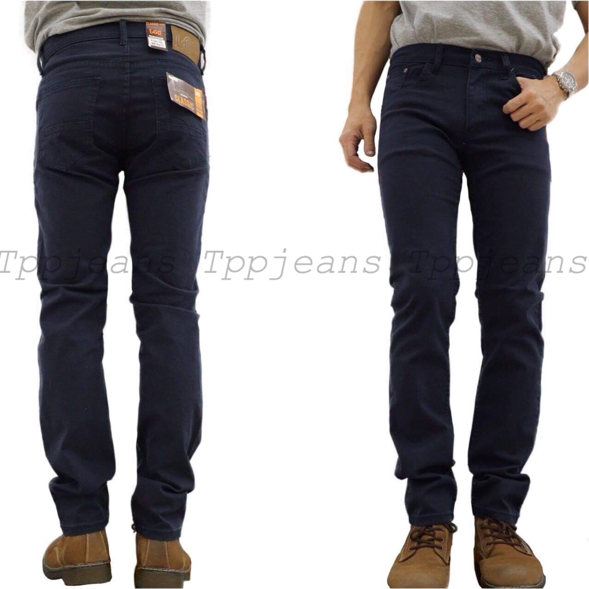 LEEกางเกงขายาวชาย ผ้าCottonJeans ทรงกระบอกเล็ก สีสุภาพ เป้าซิปสีไม่ตก มีไซส์ใหญ่ Size28-48