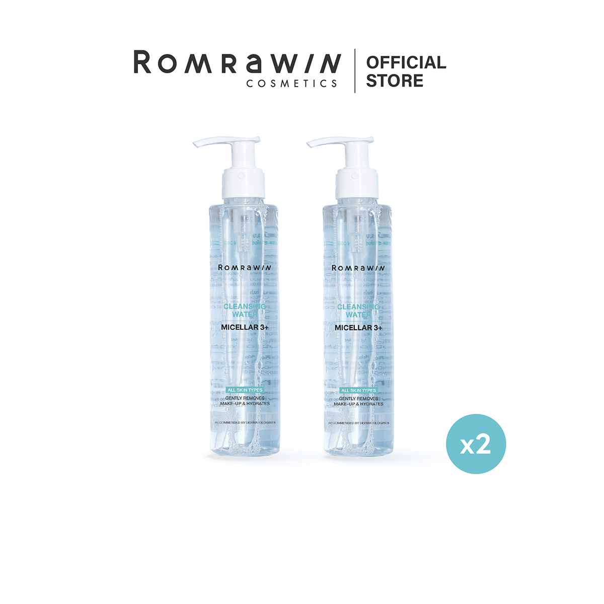 [2 Bottles] Romrawin Cleansing Water Micellar 3+200 ml Romrawin Cleansing Water Micellar Three Plus, Size 200 Ml. ราคา 880 บาท*ส่งฟรี