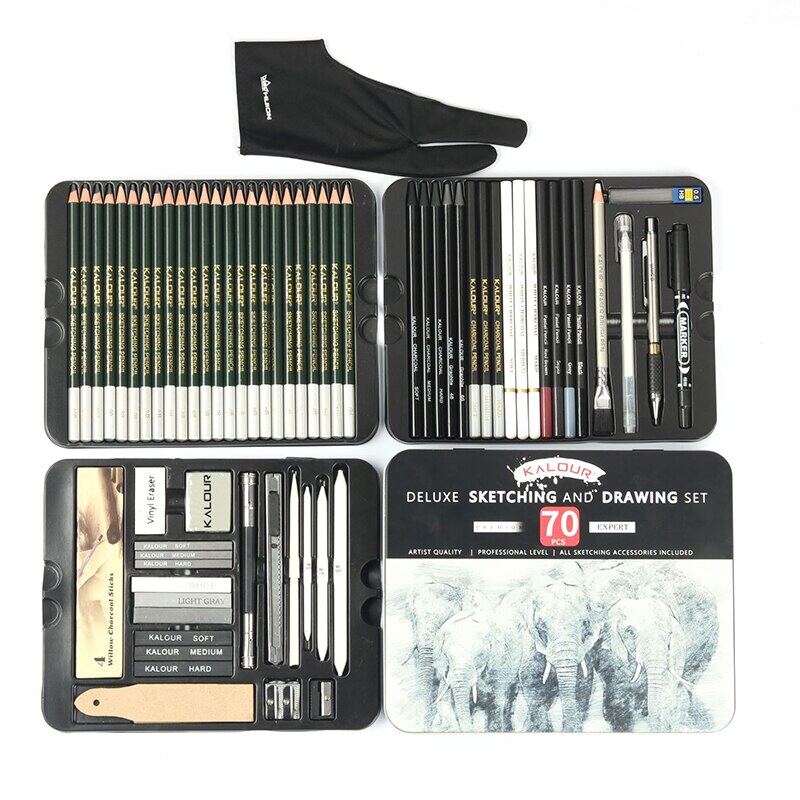 Rex TT ชุดดินสอวาดรูป รวม 35/50/54/70ชิ้น Sketch Pencil Set Sketching Pencil Set 50pcs Drawing Pencil Kit Charcoal Pen Sketch Set