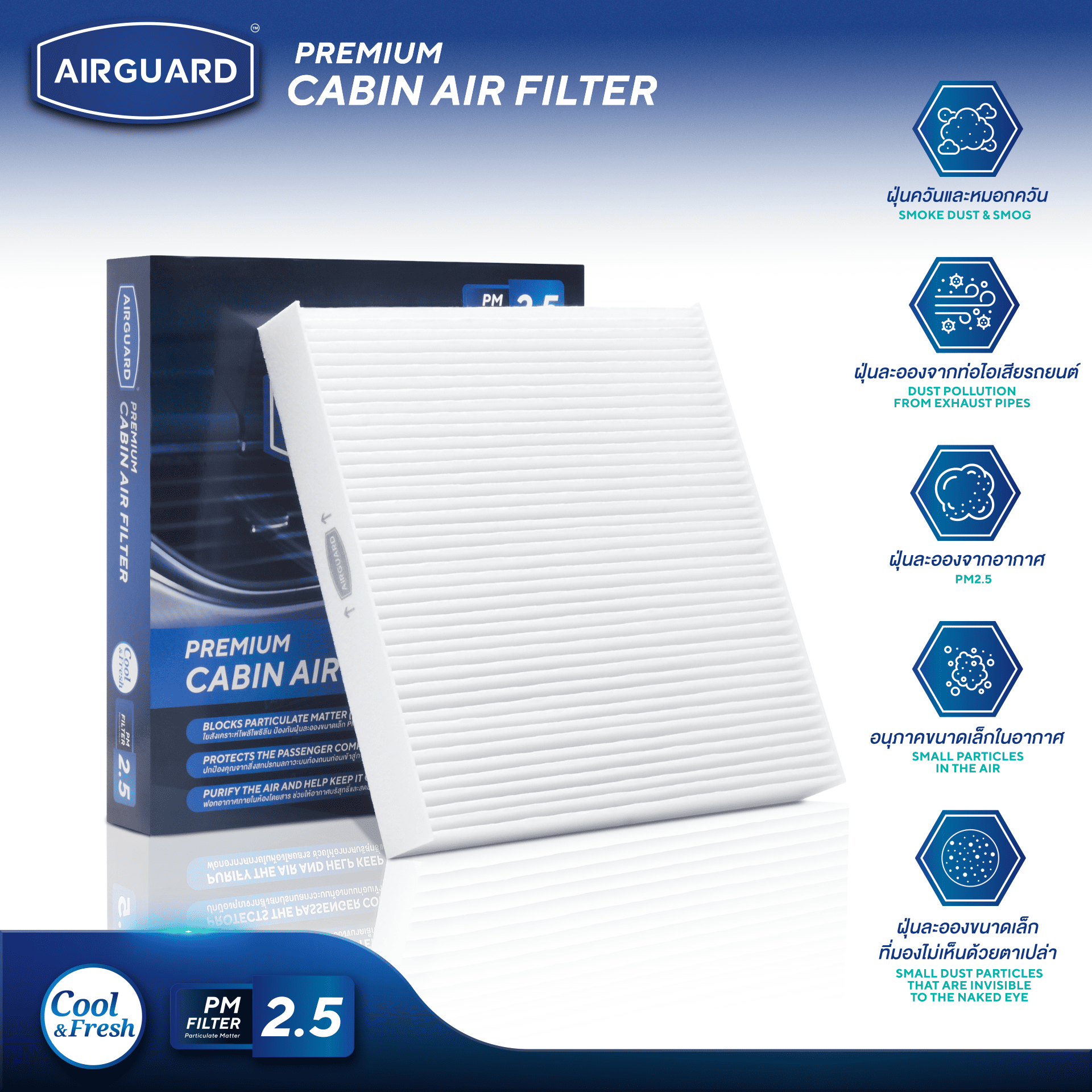 [Pm2.5] Airguard Air Filter for Mitsubishi Triton / Pajero / Mirage / Attrage / Xpander (Choose According to Car Model) ราคา 189 บาท*ส่งฟรี