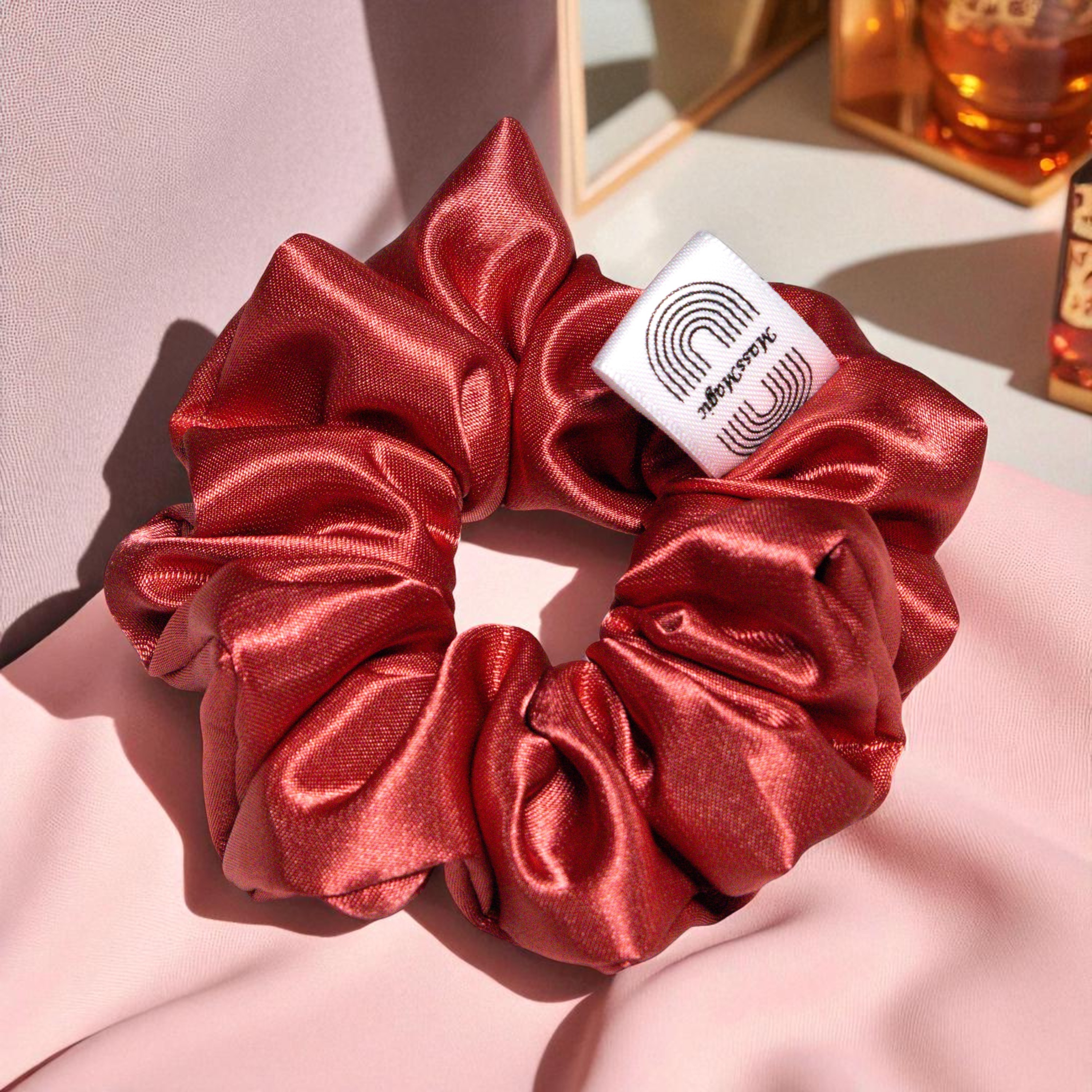 Red Cherry Silk Satin Scrunchies 3.5 /4.5 Inches ราคา 47 บาท*ส่งฟรี